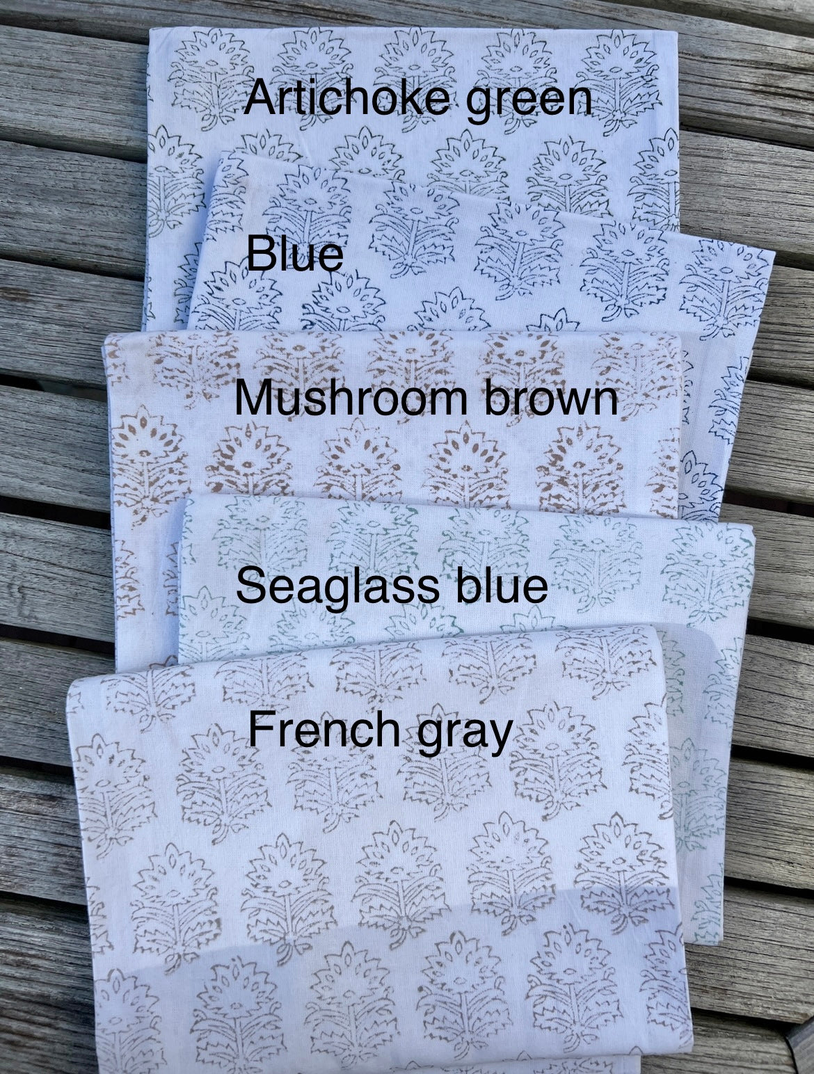 Seaglass Blue Block Printed Tea Towel