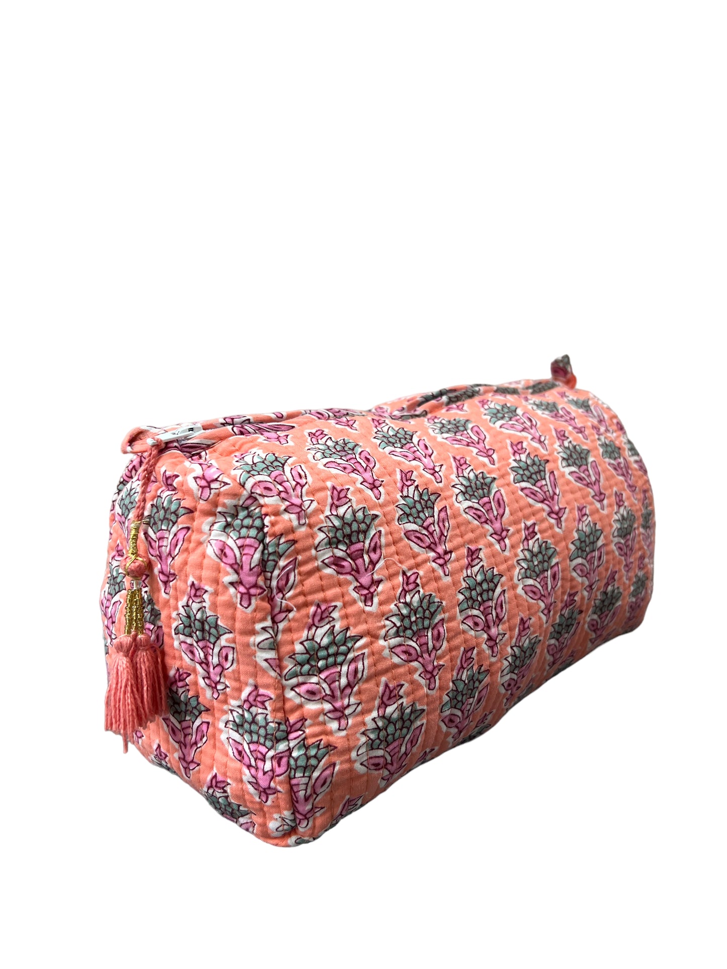 (M096) Make Up Bag Coral Pink Green Buti