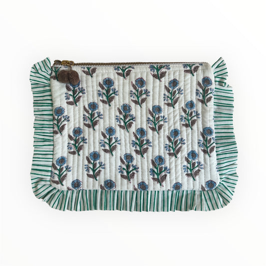 Frilly Clutch Blue Brown Buti A103