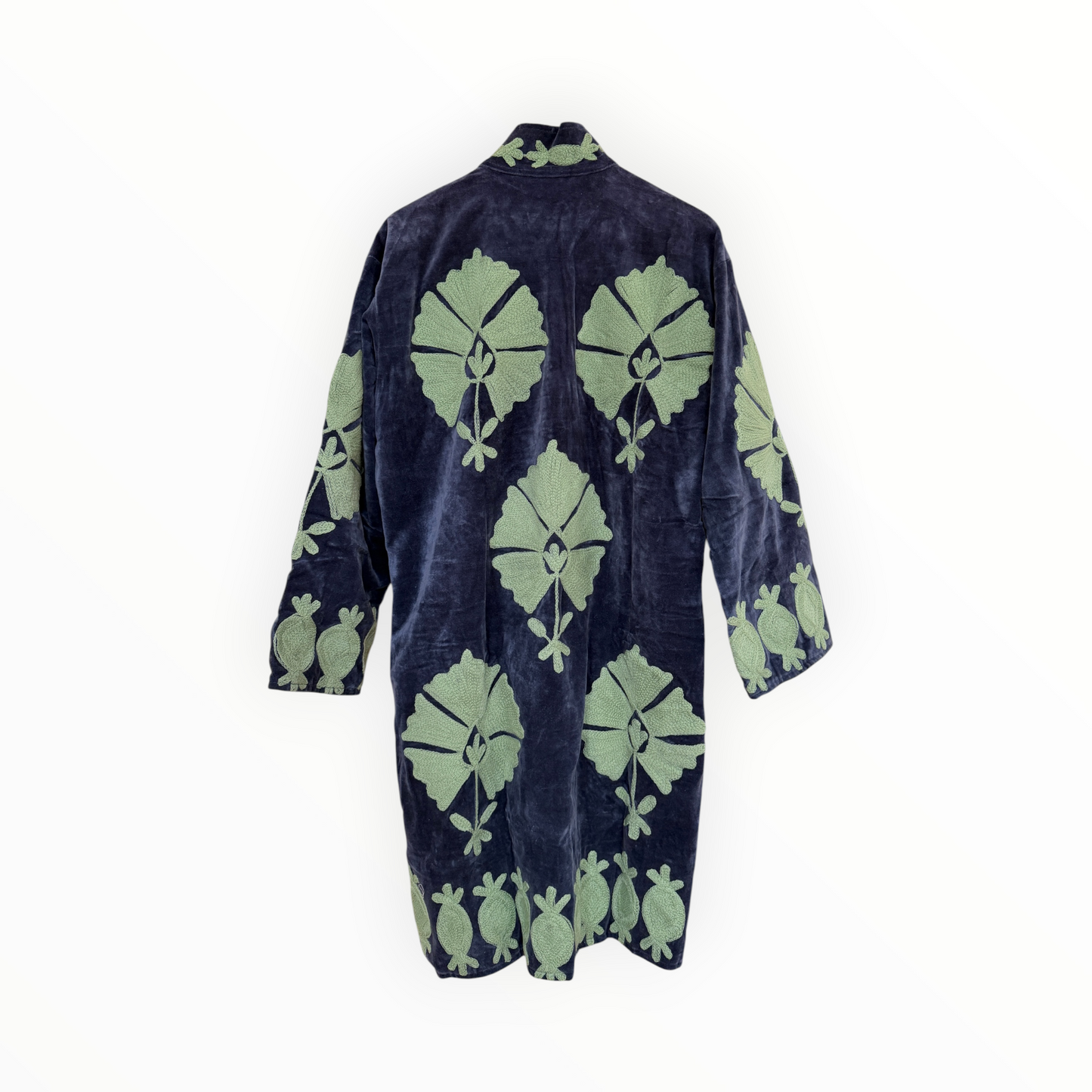 Midnight Sage Velvet Medium Length Jacket