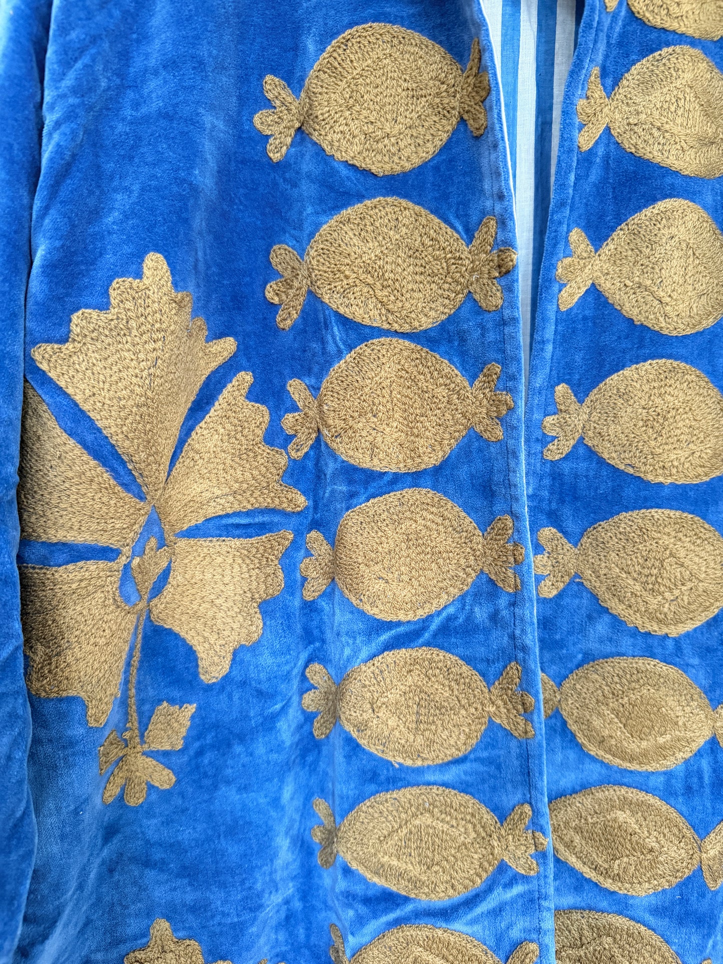 Cobalt Suzani Embroidered Long Jacket