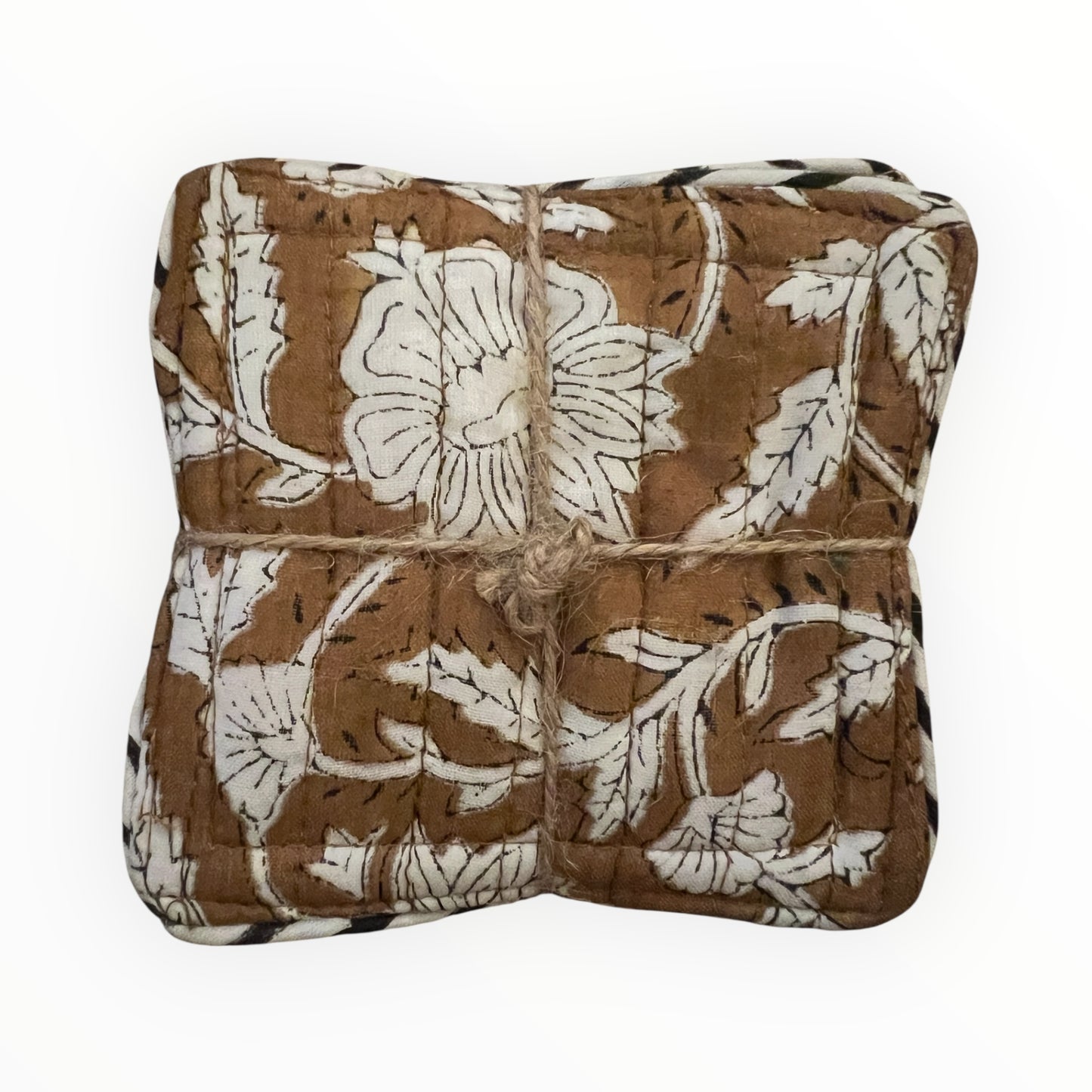 Block Print Coaster Set VI- Golden Ochre