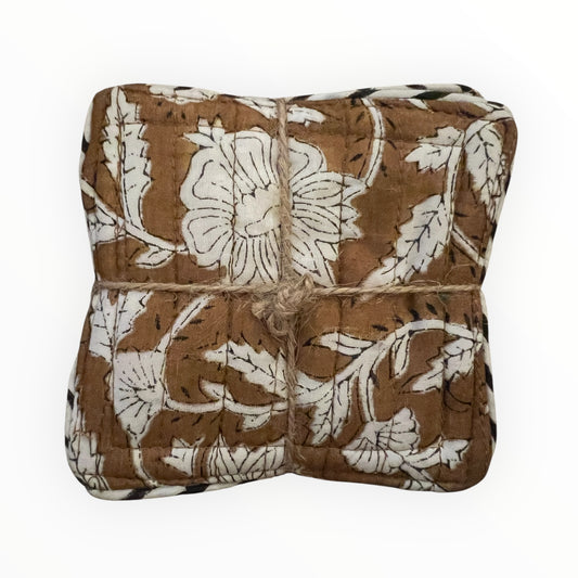 Block Print Coaster Set VI- Golden Ochre