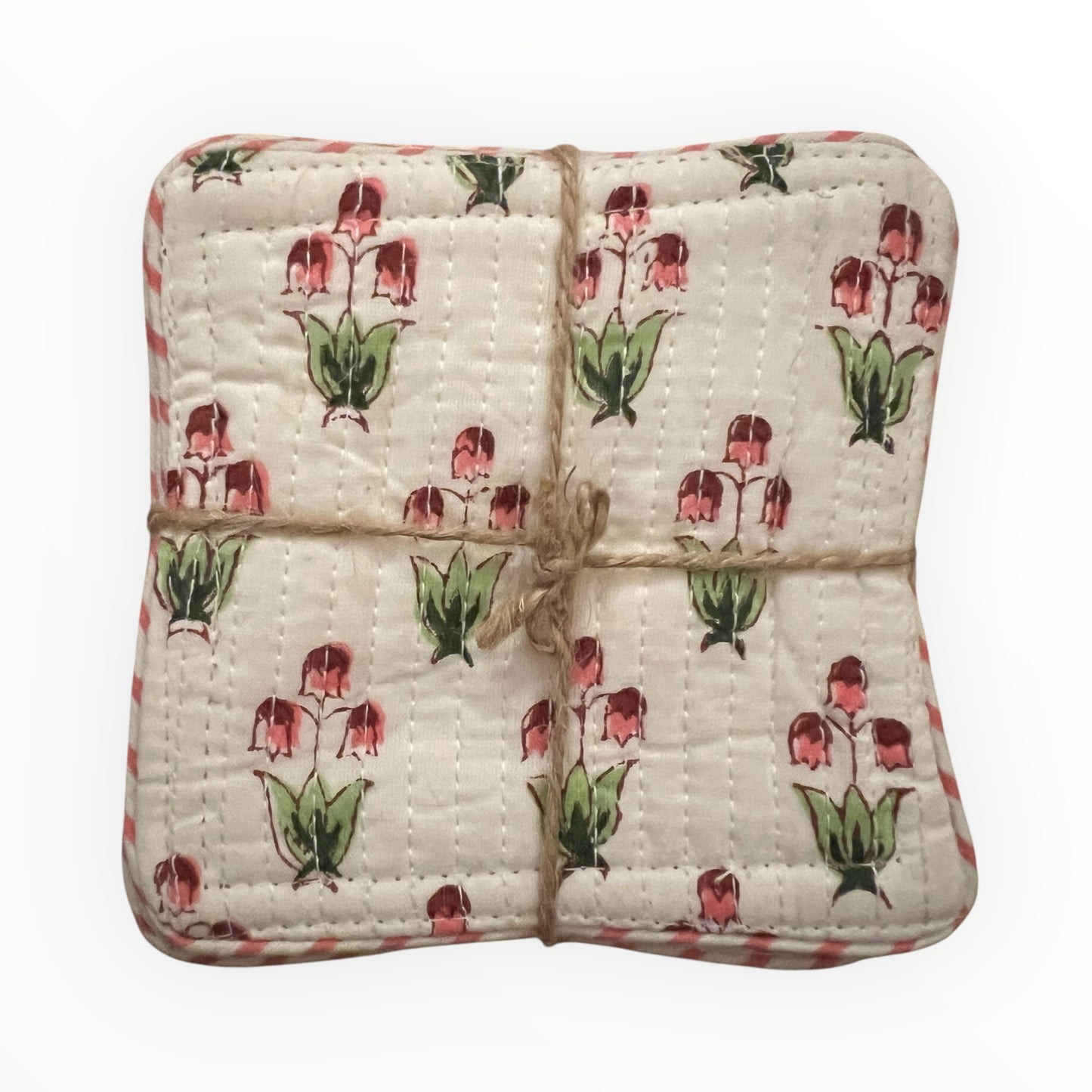 Block Print Coaster Set I - Pink