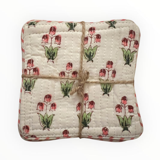 Block Print Coaster Set I - Pink