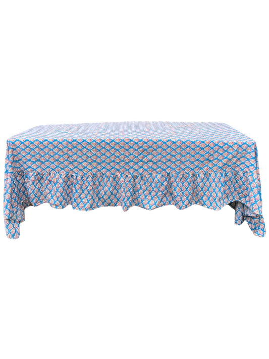 Blue Buti Ruffle Table Linens