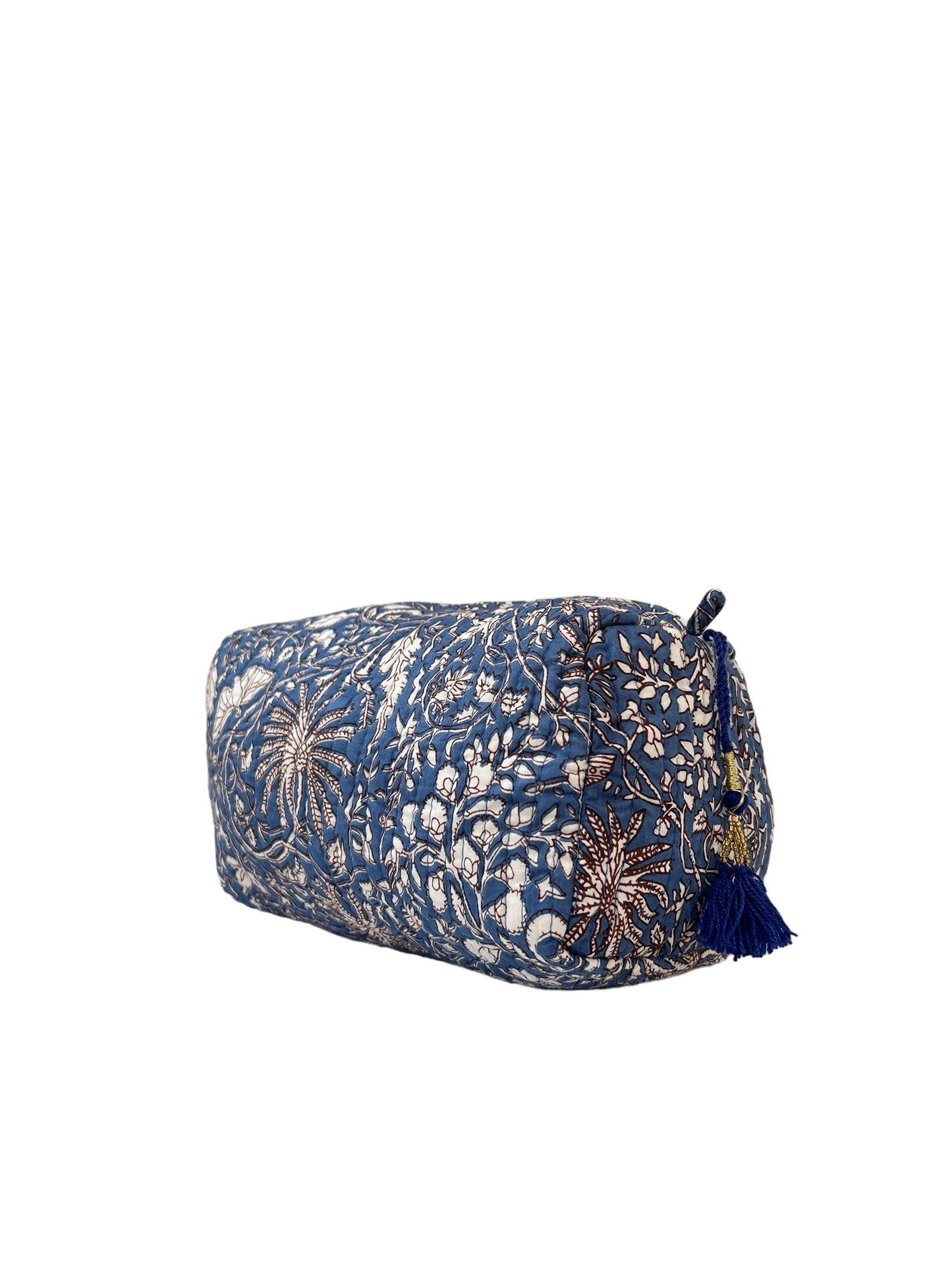 Make Up Bag Blue Brown Floral (M060)