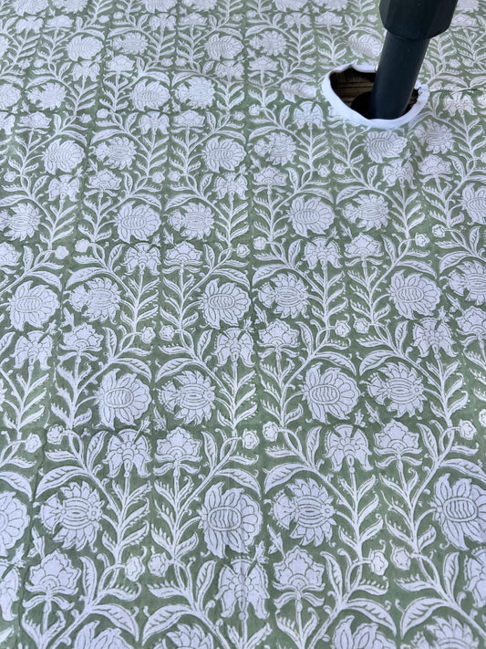 Outdoor Table Linens with Umbrella Hole - Sage Green