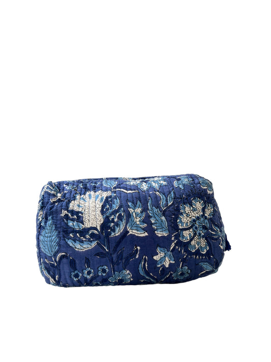 Make Up Bag Denim Blue Floral  (M013)