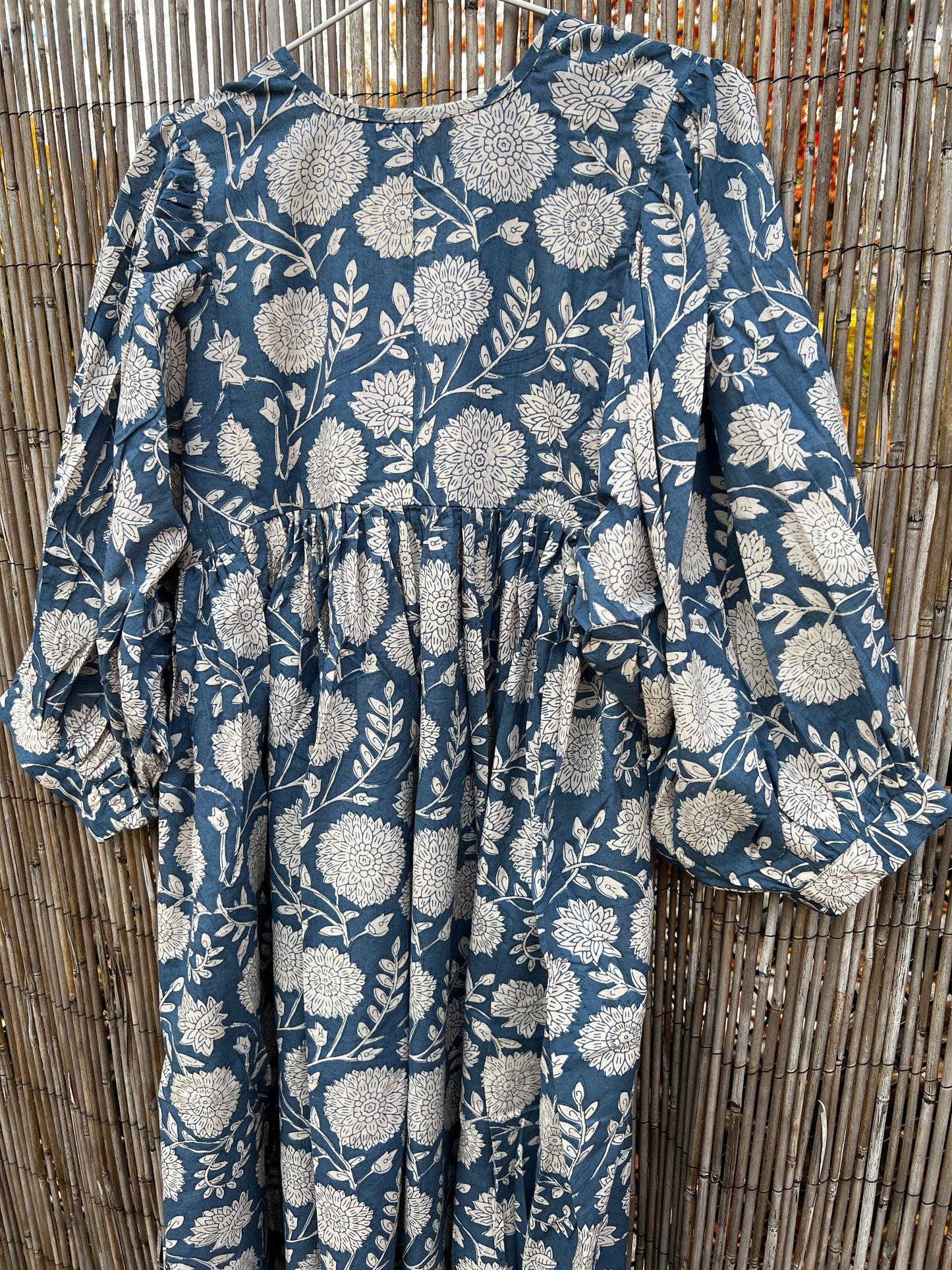 Selena Midi Dress - Denim Blue Floral Motif