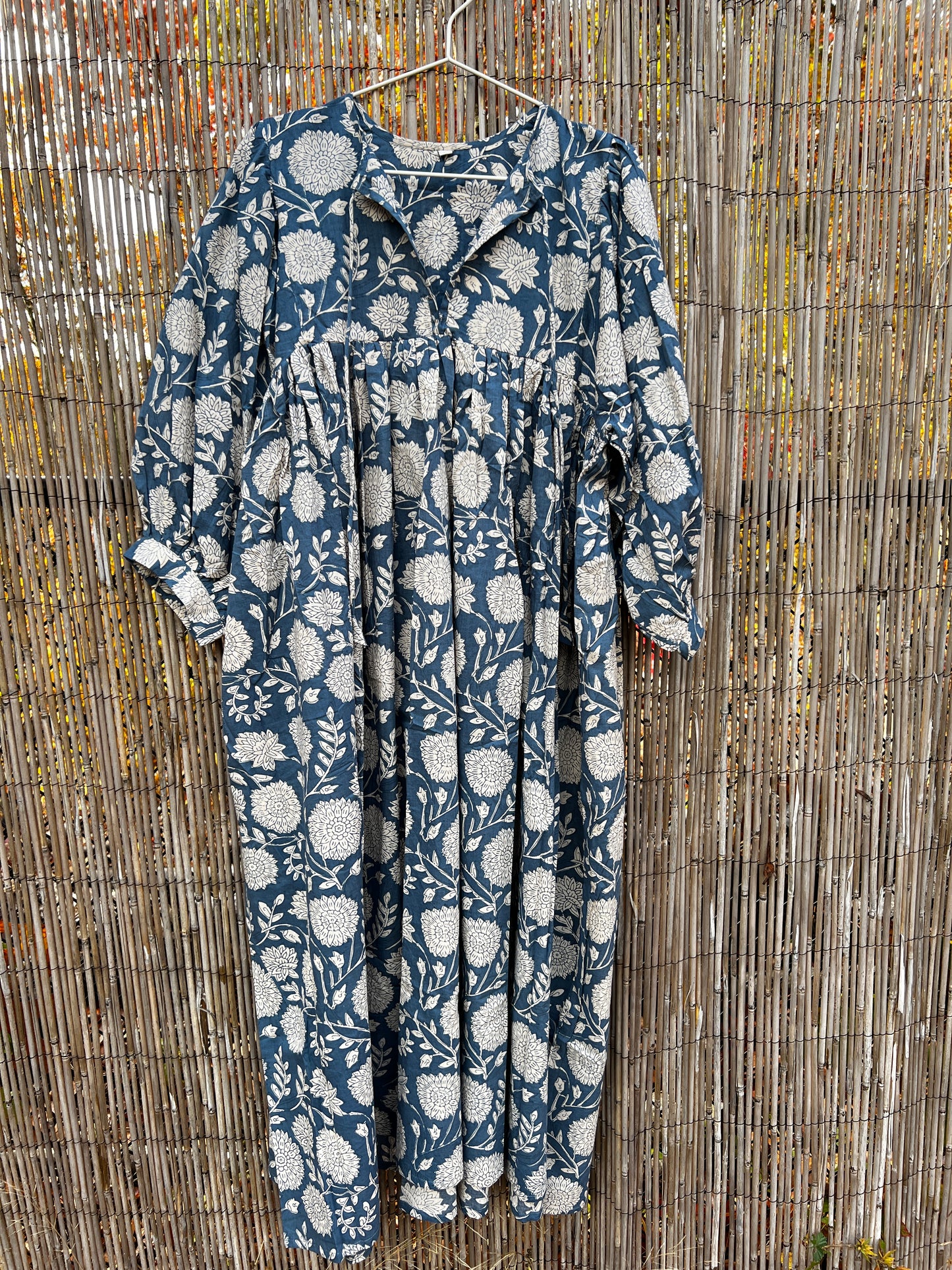 Selena Midi Dress - Denim Blue Floral Motif