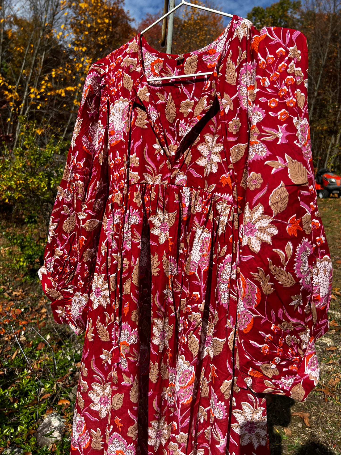 Selena Midi Dress - Red Floral Motif