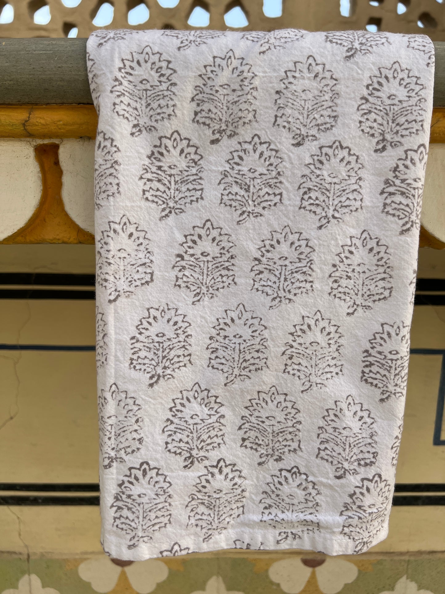 Gray Block Printed Tea Towel